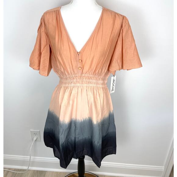St. Roche Monarch Silk Dip Dye Mini Dress In Praline Wild Rose Black Size 10 New - Picture 2 of 15